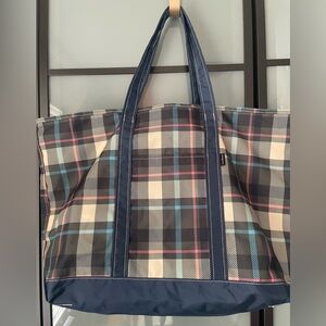 L.L. Bean Plaid Tote in Teal, Navy and Pink
